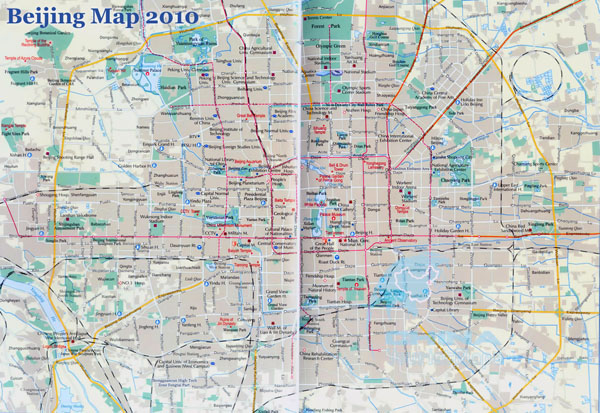 Large road map of Beijing city. Beijing large road map.