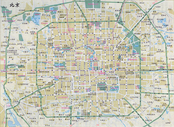 Large road map of Beijing in chinese. Beijing large road map in chinese.