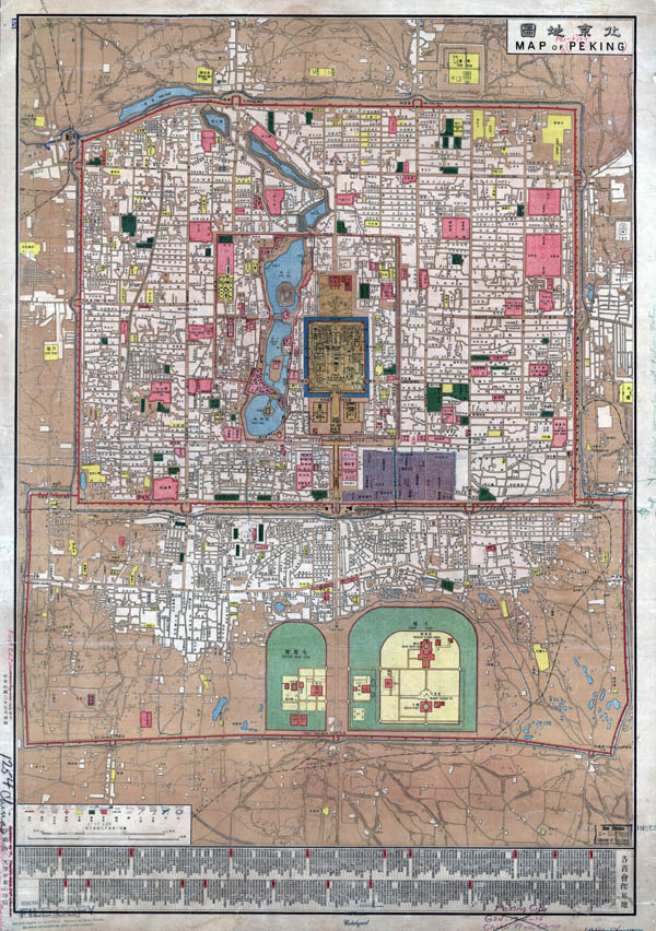 Large scale detailed old map of Beijing (Pekin) - 1914.