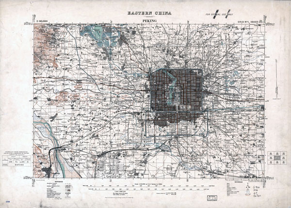 Large scale old topographical map of Beijing (Pekin) city region - 1926.