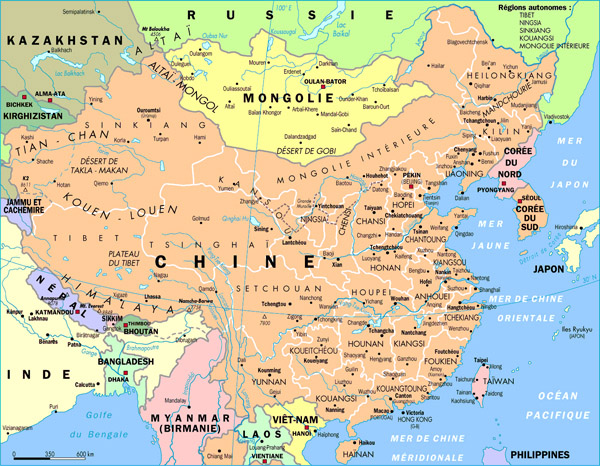 Detailed administrative map of China. China detailed administrative map.