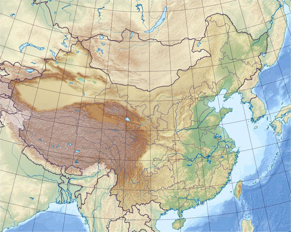 Detailed China relief map. China detailed relief map.