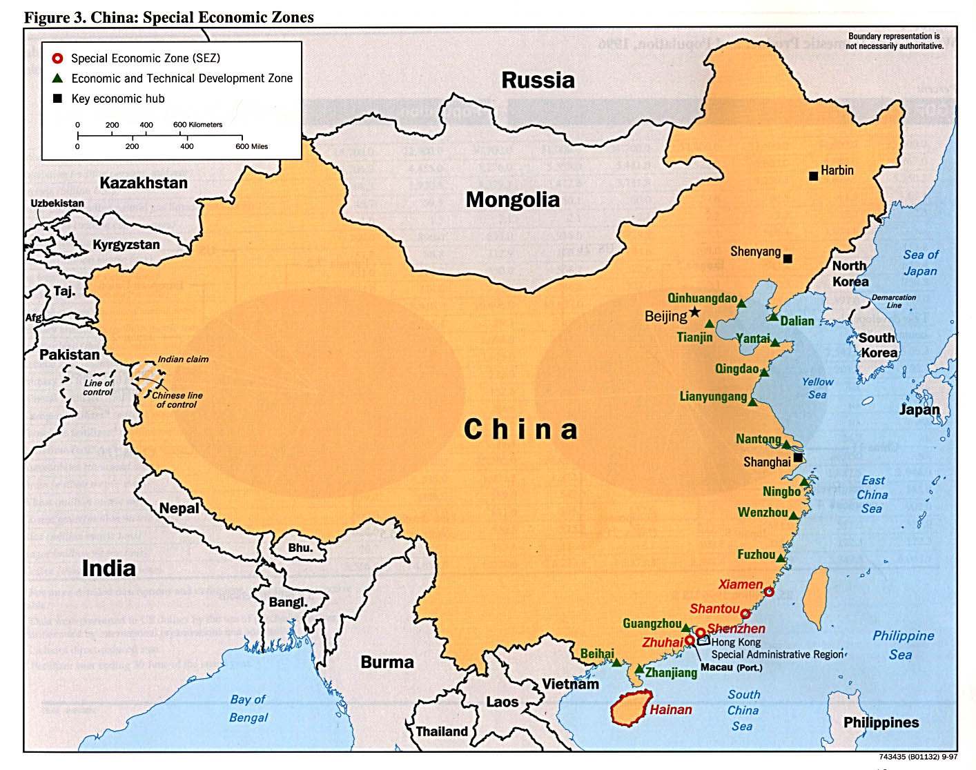 Detailed Special Economic Zones Map Of China 1997 China