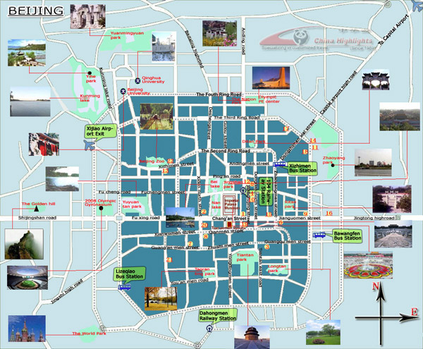 Detailed tourist map of Beijing city.