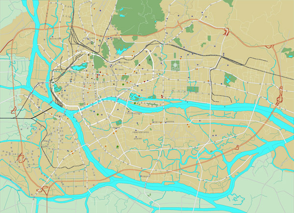 Detailed road map of Guangzhou in chinese.