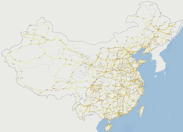 Large detailed road map of China. China large detailed road map.