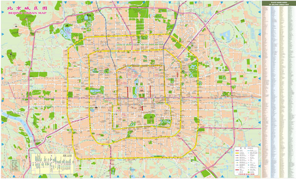 Large detailed street map of Beijing city.