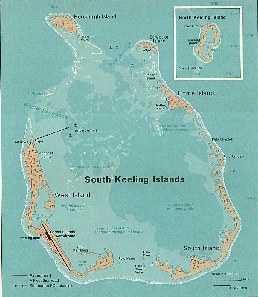 Large detailed map of Cocos (Keeling) Islands. Cocos (Keeling) Islands