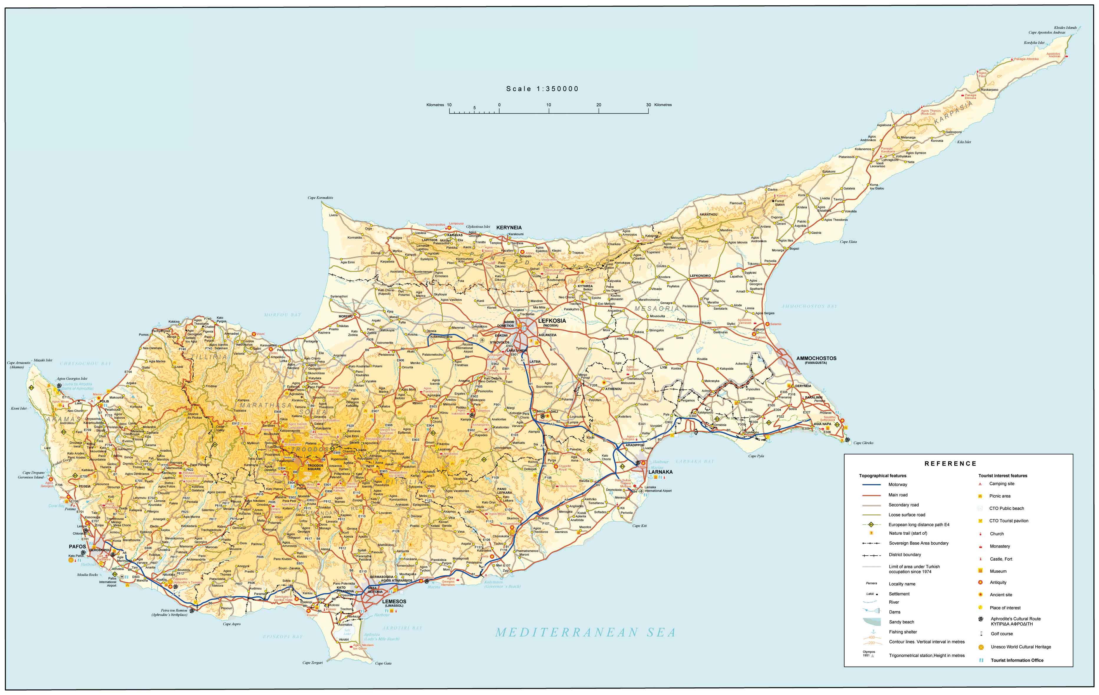 High Resolution Map Of Cyprus Big Detailed Road Map Of Cyprus. Cyprus Big Detailed Road Map | Vidiani.com  | Maps Of All Countries In One Place