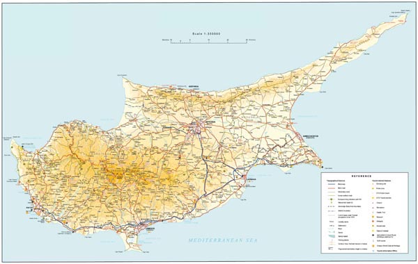 Big detailed road map of Cyprus. Cyprus big detailed road map.