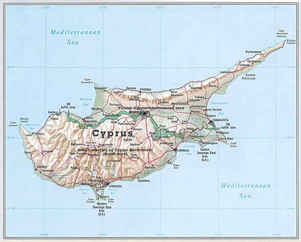 General map of Cyprus. Cyprus general map.