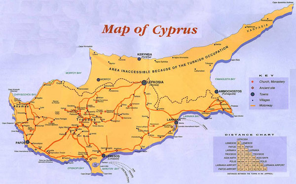 Guide map of Cyprus. Cyprus guide map.