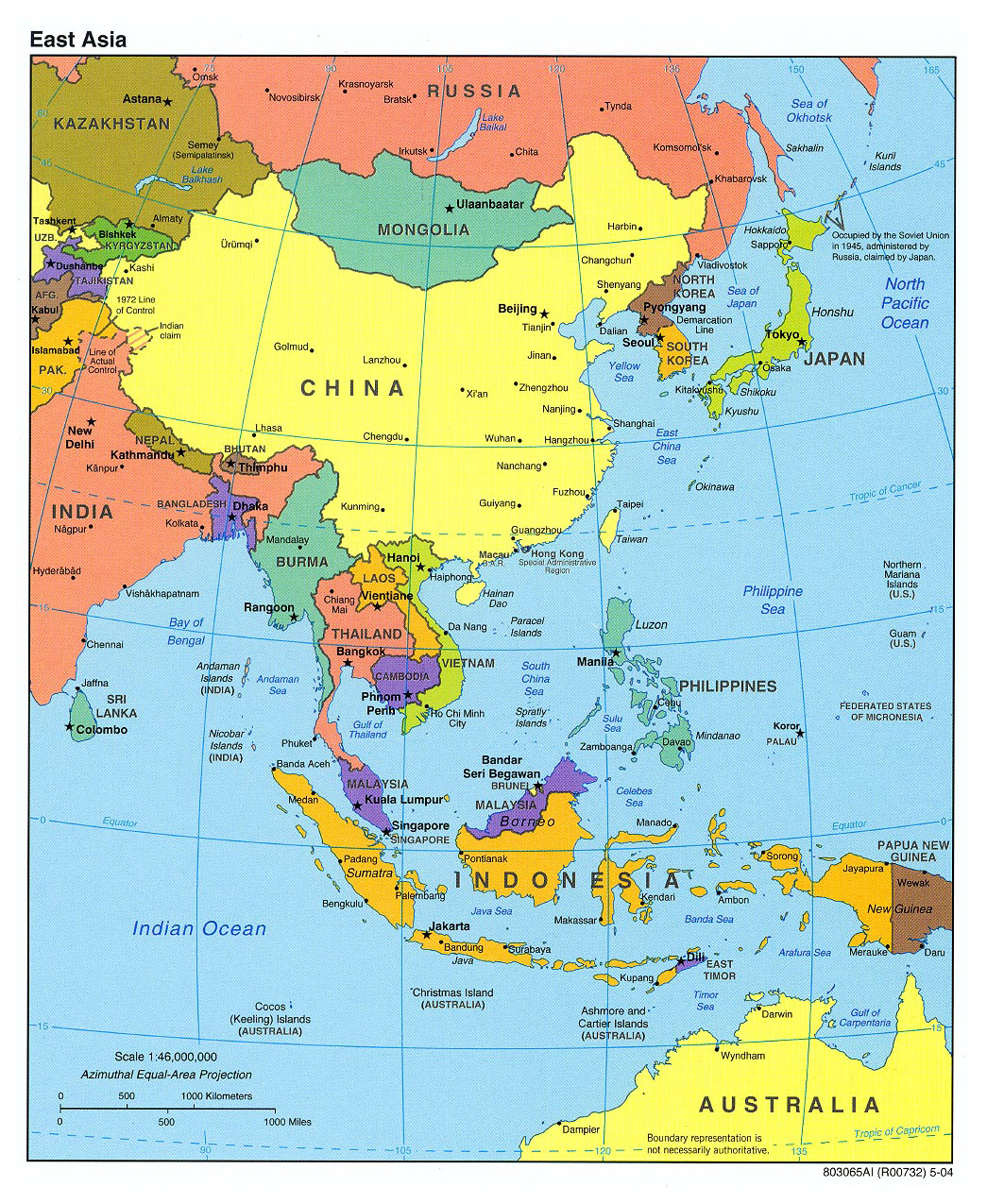 Detailed Political Map Of East Asia 2004 Vidiani Com Maps Of