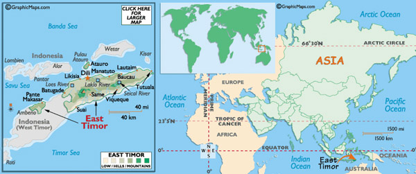 Full political map of East Timor. East Timor full political map.