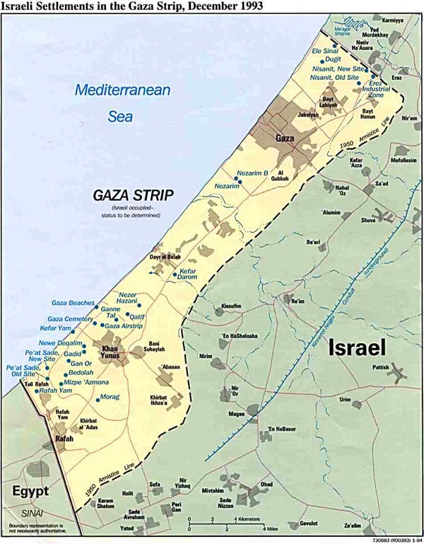 Detailed political map of Gaza Strip. Gaza Strip detailed political map