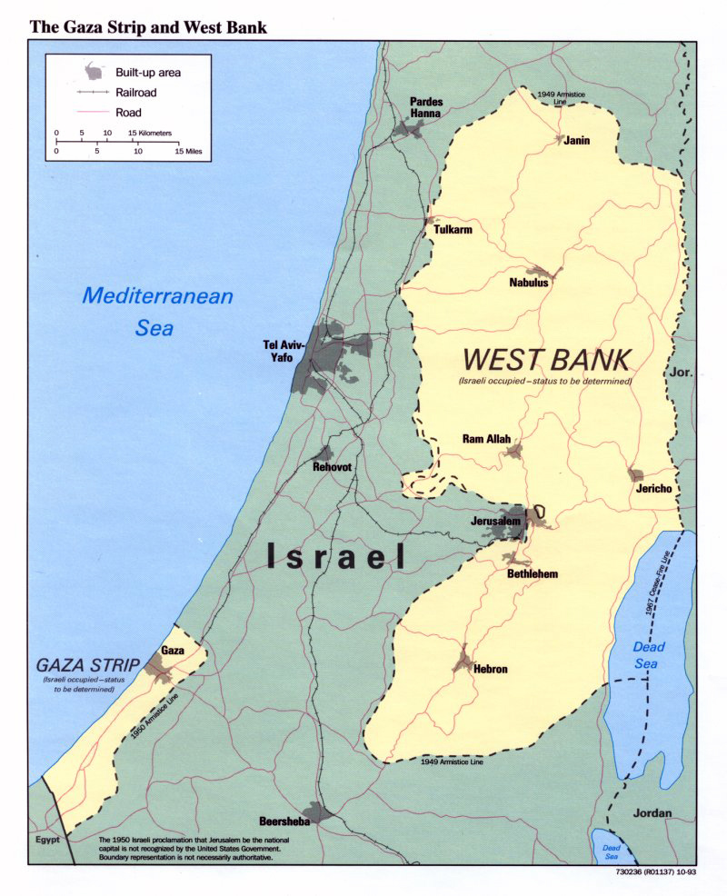 Detailed political map of the Gaza Strip and West Bank Maps of all countries in