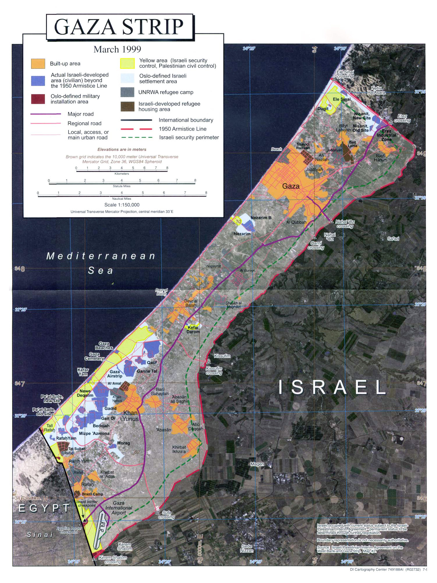 Large detailed satellite map of Gaza Strip with other marks Vidiani