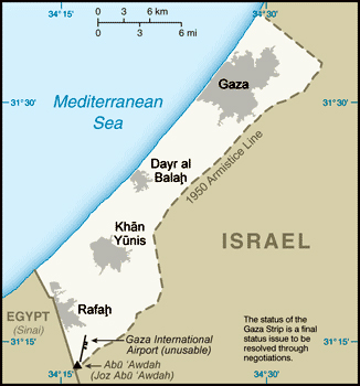 Small map of Gaza Strip. Gaza Strip small map.