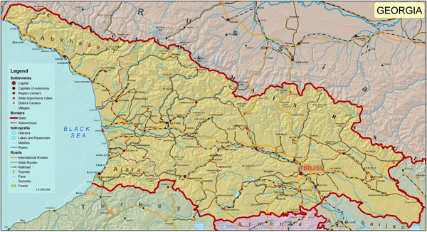 Large detailed road map of Georgia. Georgia large detailed road map.