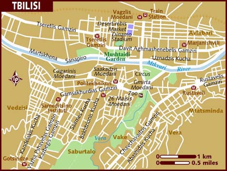 Road map of Tbilisi city. Tbilisi city road map.