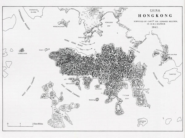 Detailed old map of Hong Kong island - 1841.