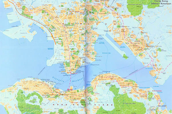 Detailed road map of Hong Kong city. Hong Kong city detailed road map.