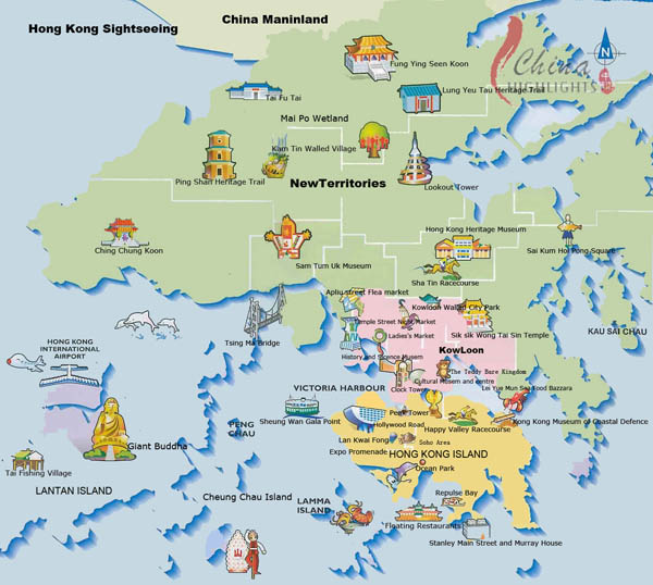 Detailed tourist map of Hong Kong. Hong Kong detailed tourist map.