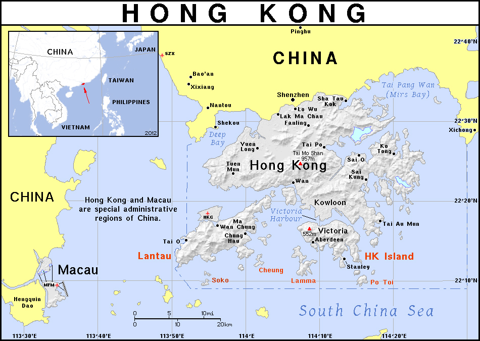 Full Political Map Of Hong Kong Hong Kong Full Political Map
