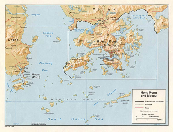 Large political and road map of Hong Kong.