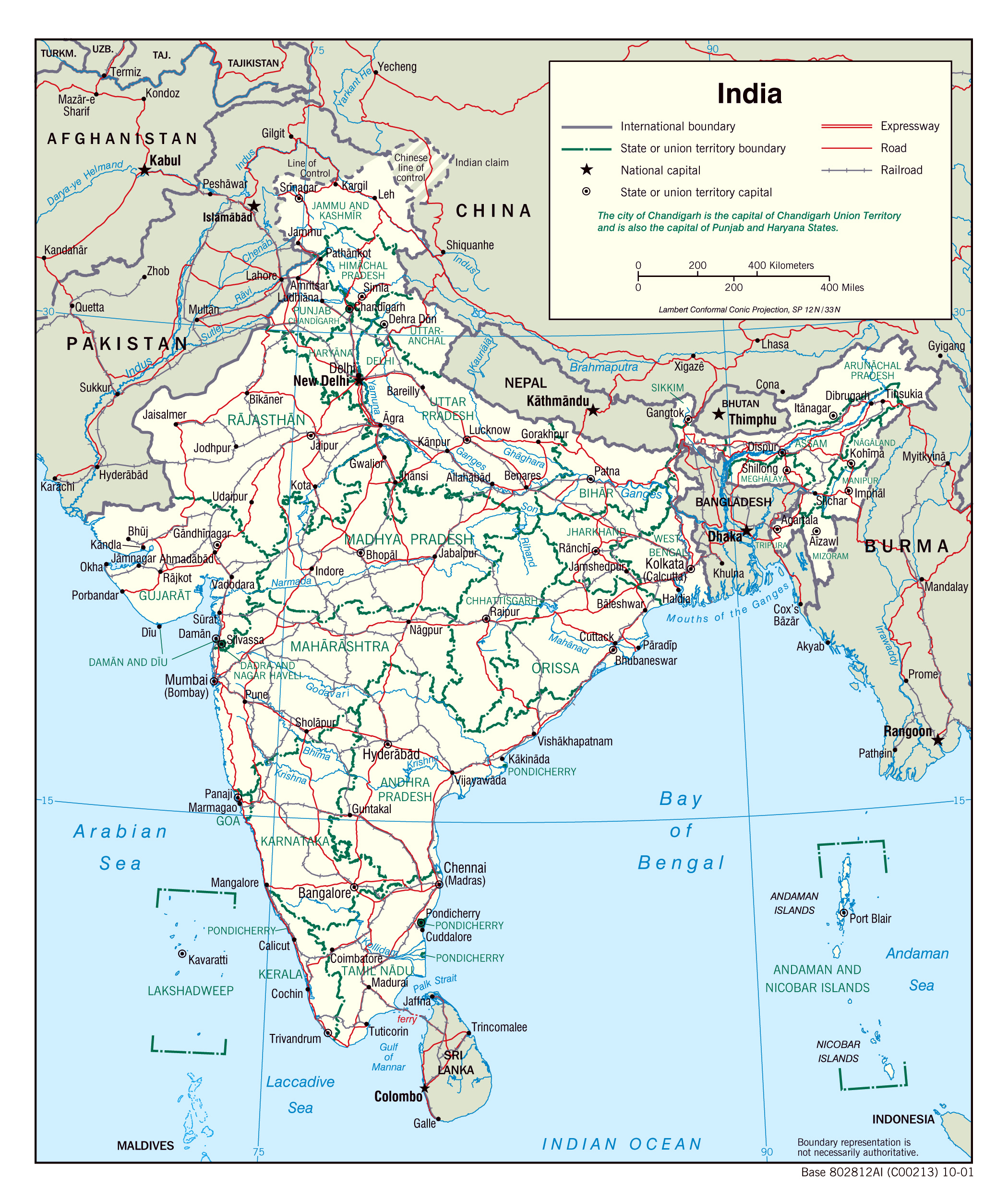 Large Detailed Political And Administrative Map Of India With Roads And 