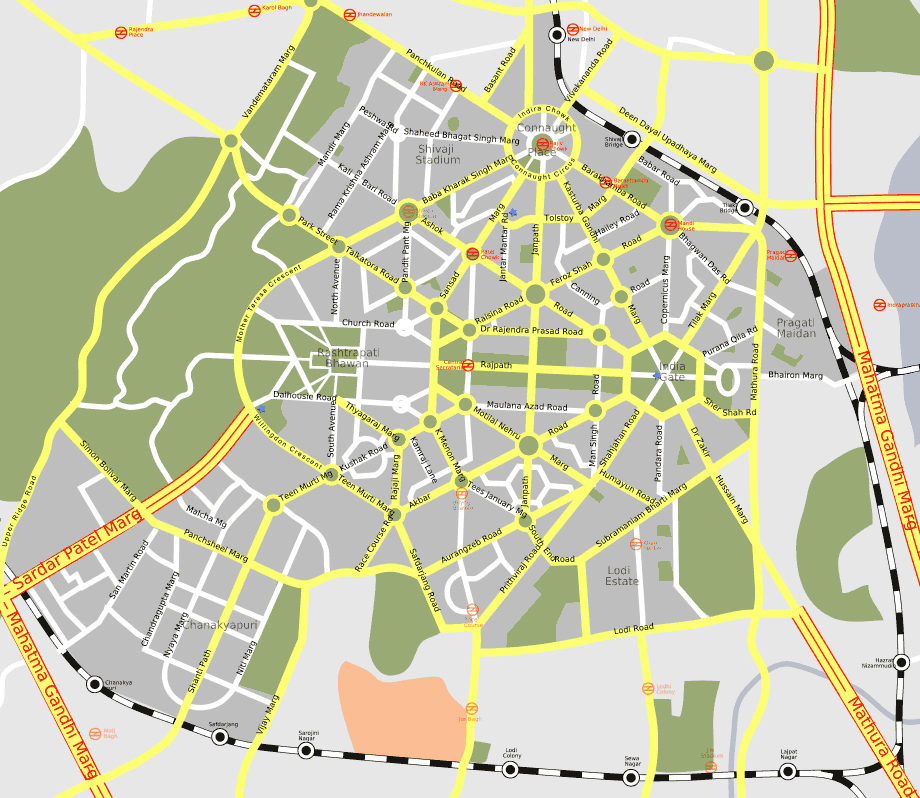 Delhi Highway Road Map Large Detailed Road Map Of New Delhi City. New Delhi City Large Detailed Road  Map | Vidiani.com | Maps Of All Countries In One Place