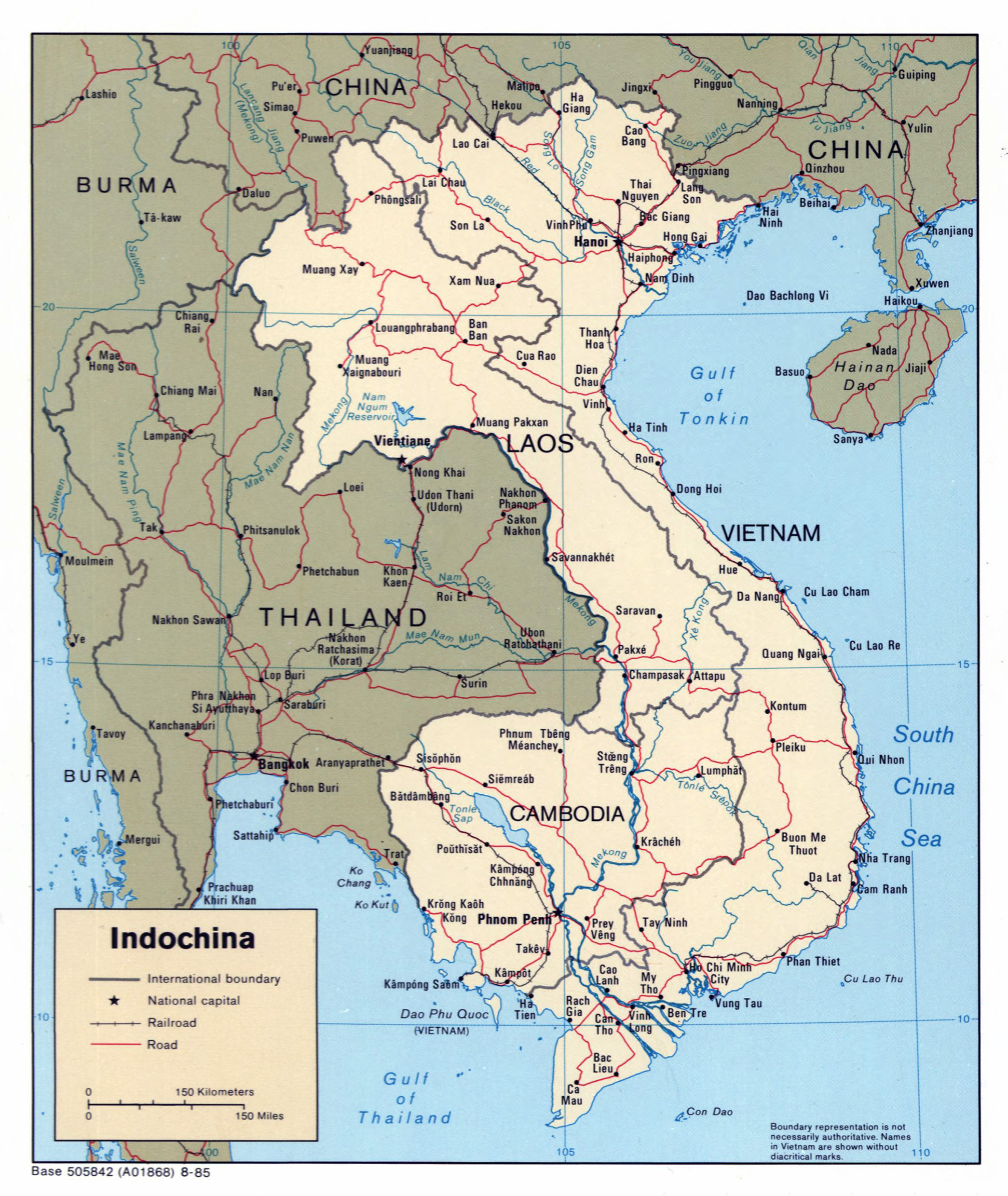 Large detailed political map of Indochina – 1985 | Vidiani.com | Maps