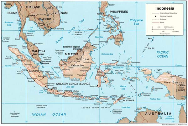 Large detailed political map of Indonesia.