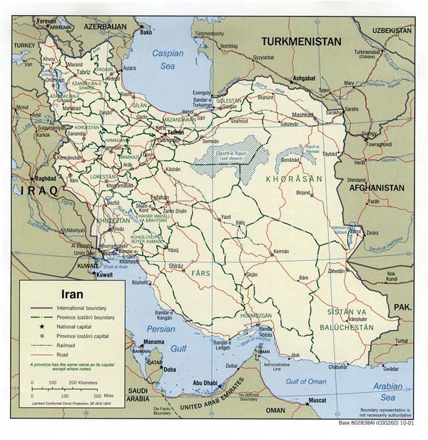 Detailed political and administrative map of Iran.