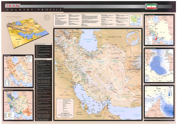 Large scale detailed country profile wall map of Iran - 2004.