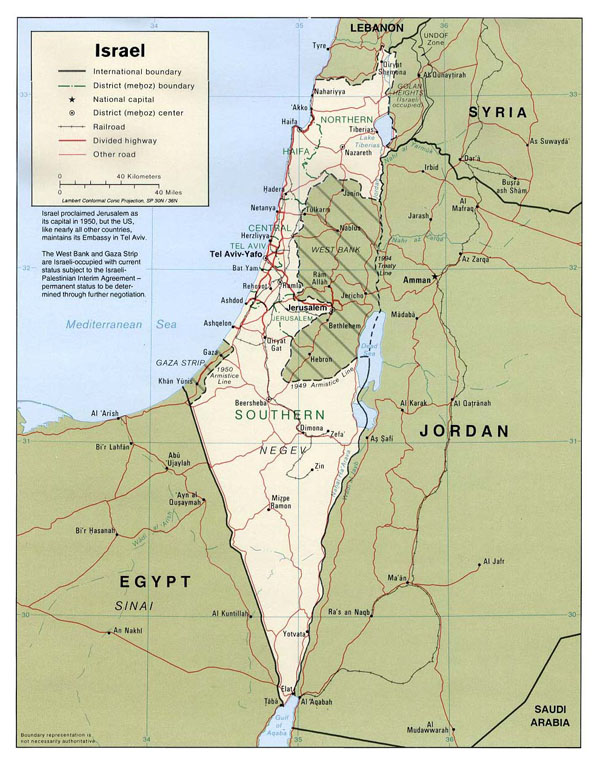 Detailed political map of Israel. Israel detailed political map.