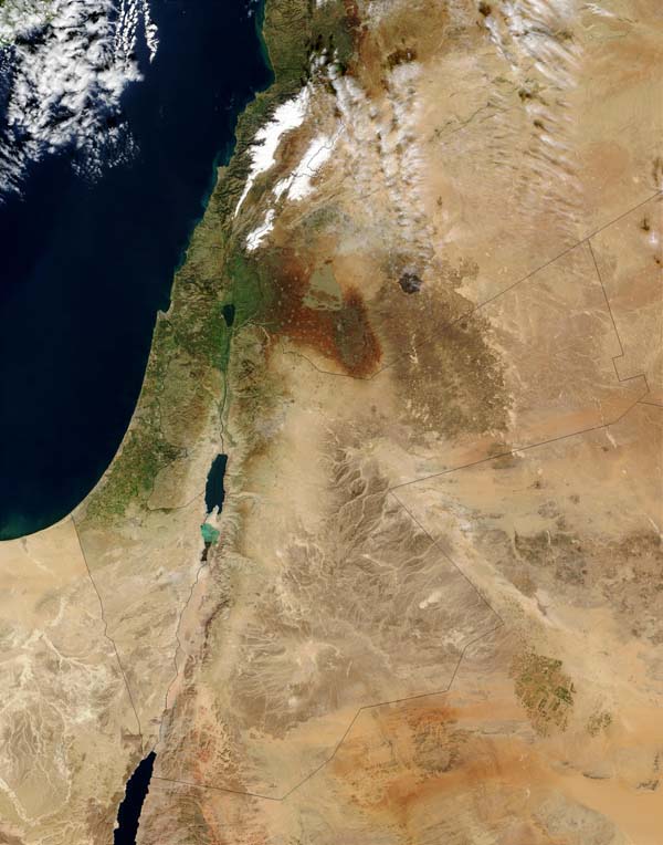 Detailed satellite map of Israel. Israel detailed satellite map.