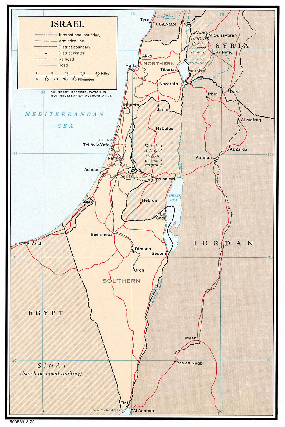 Large detailed political and administrative map of Israel – 1972