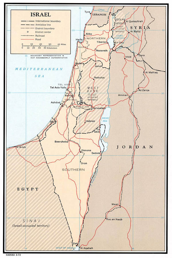 Large detailed political and administrative map of Israel - 1972.