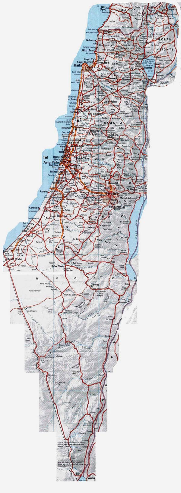 Large detailed road map of Israel. Israel large detailed road map.