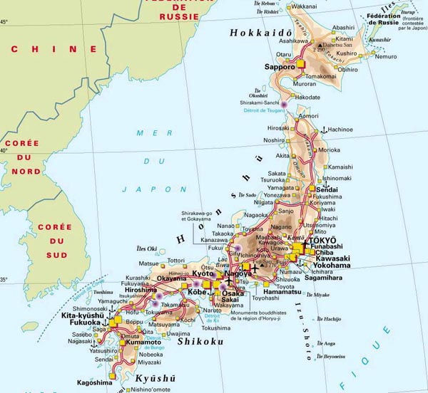 Detailed road map of Japan. Japan detailed road map.