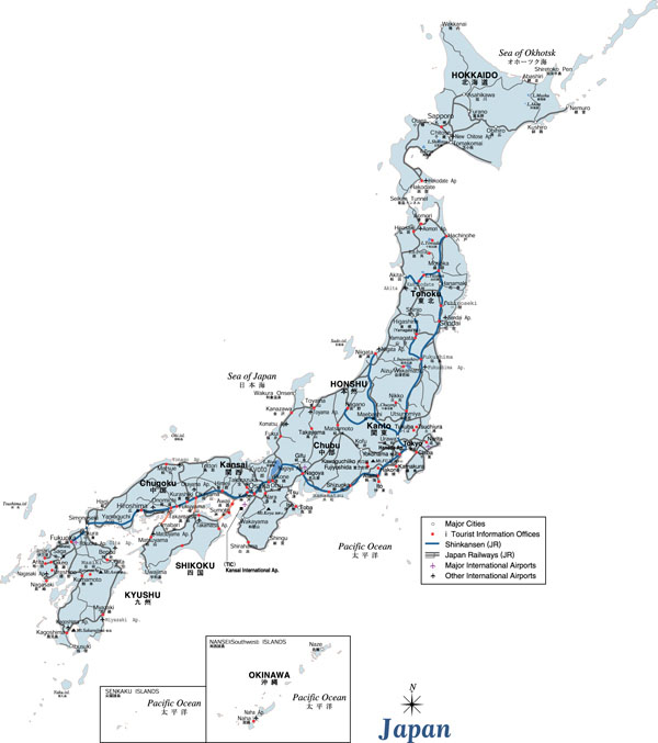 Large detailed road map of Japan. Japan large detailed road map.