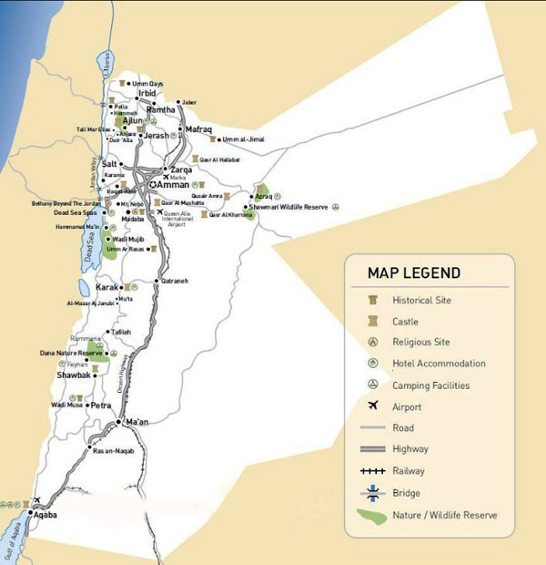 Detailed road map of Jordan. Jordan detailed road map.