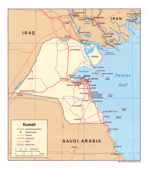 Detailed political map of Kuwait. Kuwait detailed political map.