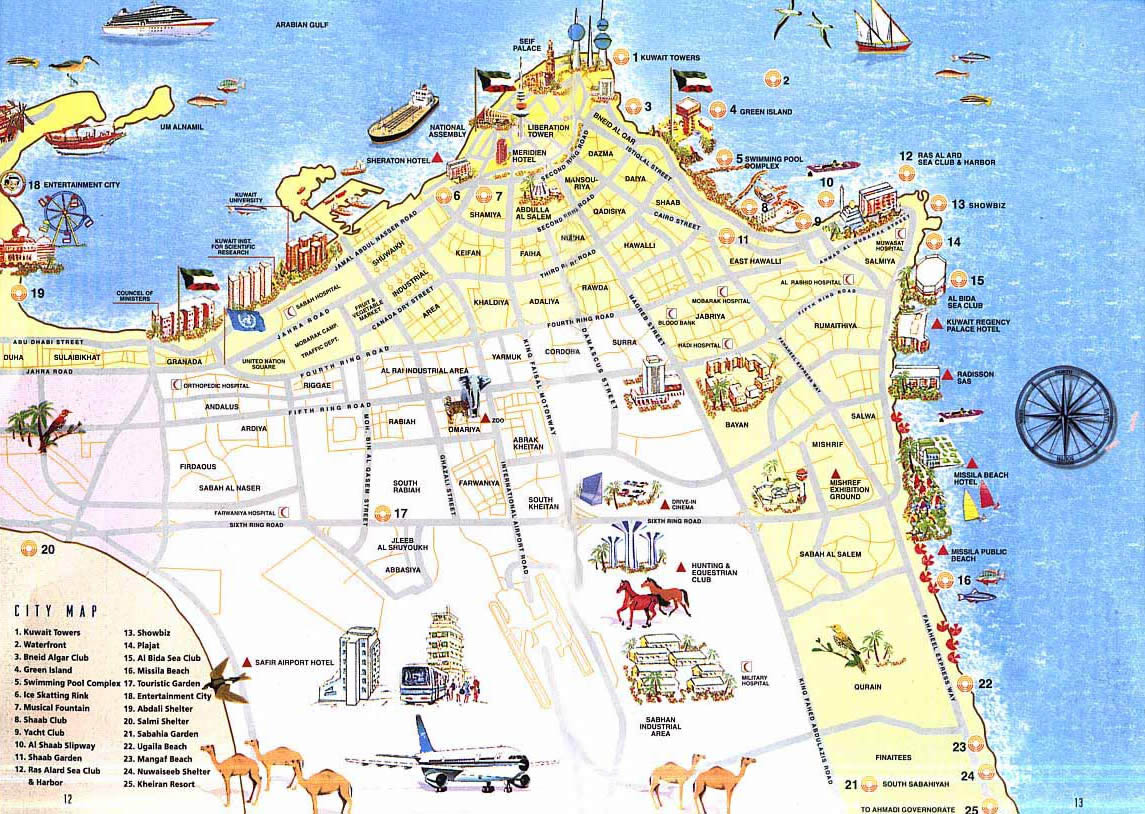 Detailed tourist map of Al Kuwait. Al Kuwait detailed tourist map
