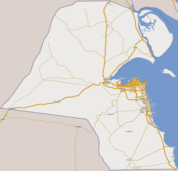 Large road map of Kuwait. Kuwait large road map.