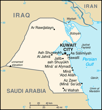 Small map of Kuwait. Kuwait small map.