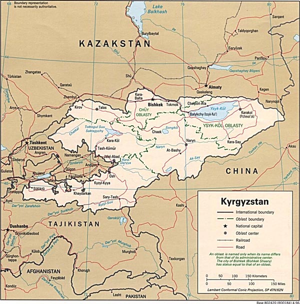 Detailed political and administrative map of Kyrgyzstan.