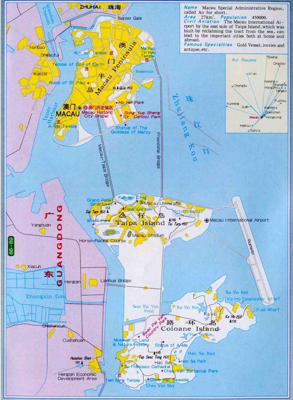 Detailed road and political map of Macau. Macau detailed road and political map.