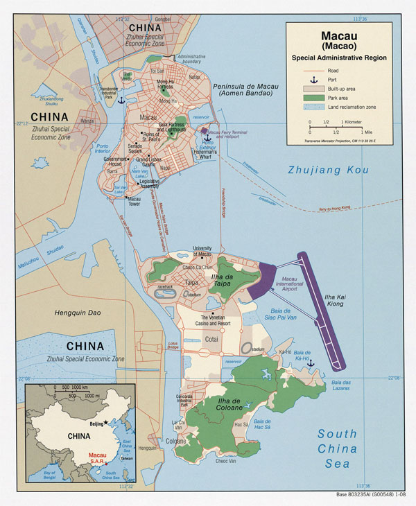 Full political map of Macau. Macau full political map.